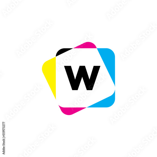 Letter W with CMYK Color Logo Design 002