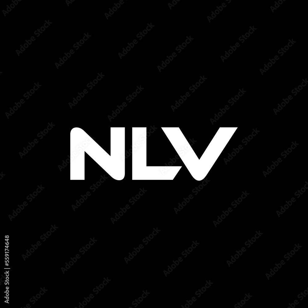NLV letter logo design with black background in illustrator, vector logo modern alphabet font overlap style. calligraphy designs for logo, Poster, Invitation, etc.