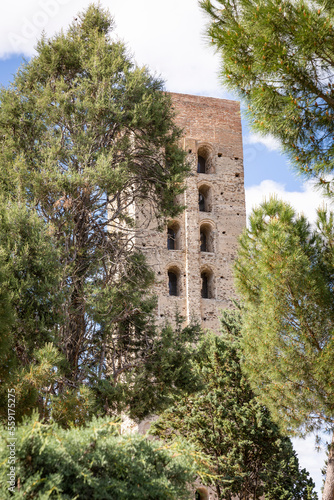 Mudejar Tower of San Nicolas (tower of Saint Nicholas) at Coca town, province of Segovia, Castile and Leon, Spain