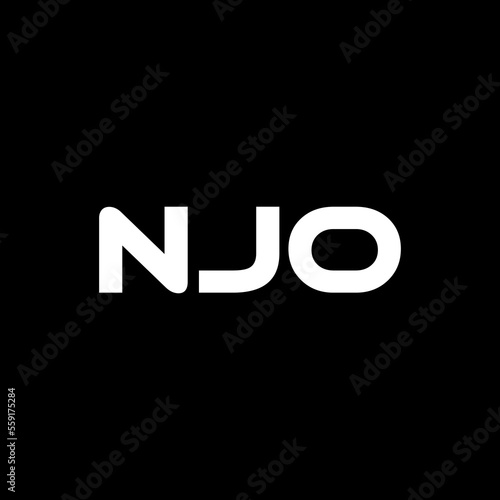 NJO letter logo design with black background in illustrator, vector logo modern alphabet font overlap style. calligraphy designs for logo, Poster, Invitation, etc.