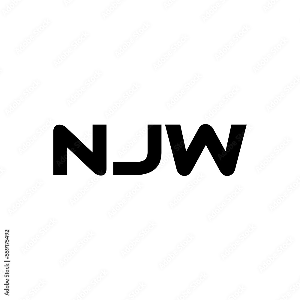 NJW letter logo design with white background in illustrator, vector logo modern alphabet font overlap style. calligraphy designs for logo, Poster, Invitation, etc.