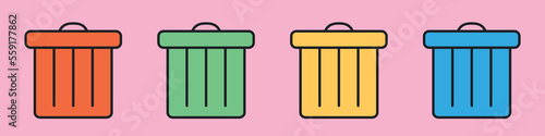 Trashcan icons set. PC user interface from the 90s. Retro style. Old design. Vector illustration