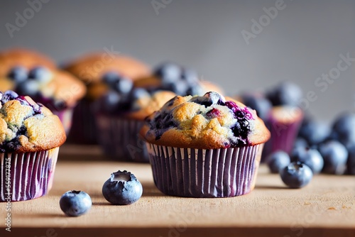 Vászonkép Blueberry Muffins  (Generative AI)