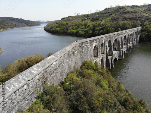 Located in Istanbul, Turkey, the Maglova Aqueduct was built by Mimar Sinan in the 16th century. photo