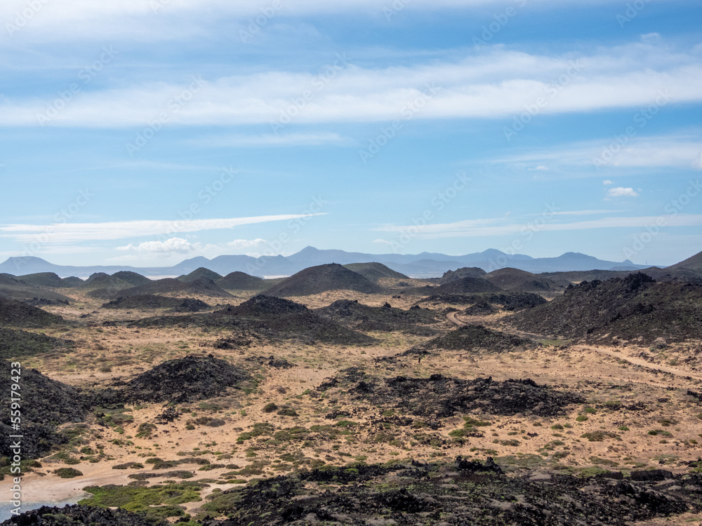 Volcanic mountains on the Isla de Lobos