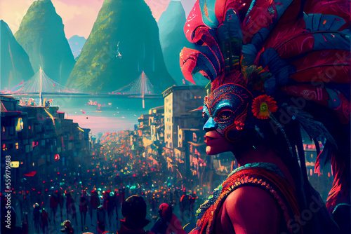 Generative AI render of the carnival in Rio photo