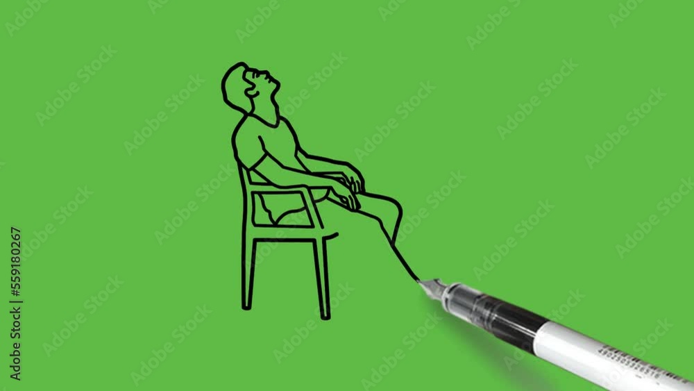 Draw young boy sitting on grey chair seeing upside hold both arms on chair wearing red t-shirt, grey trouser and brown footwear with black outline on abstract green background
Draw young boy sitting on grey chair seeing upside hold both arms on chair wearing red t-shirt, grey trouser and brown footwear with black outline on abstract green background