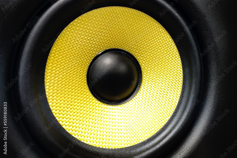 Two speakers, close-up photo, high-quality speaker system with music beams of different colors, stereo speakers play bass and treble very loudly and with high quality Two speakers, close-up photo, high-quality speaker system with music beams of different colors, stereo speakers play bass and treble very loudly and with high quality
