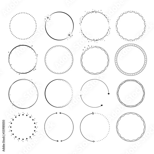 Wreath circle frame set on white background.