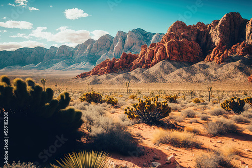 American landscape at Red Rock Canyon. Generative AI
