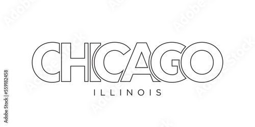 Chicago, Illinois, USA typography slogan design. America logo with graphic city lettering for print and web.