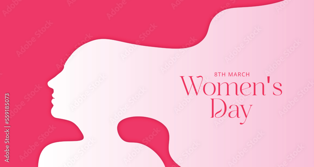 international womens day  greeting card with women face