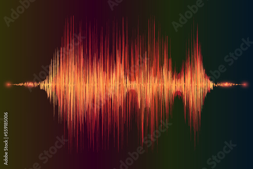 Image of an orange sound wave. The concept of sound perception.