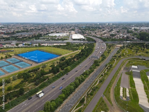 Valokuva A406 road  passing by Leyton and Queen Elizabeth Olympic Park  London UK  Drone,