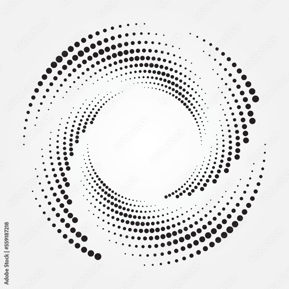 Circle halftone spiral backdrop. Dotted abstract concentric circle. spiral, swirl, twirl element. Circular and radial dots helix. Design element for multipurpose use. Circle halftone spiral backdrop. Dotted abstract concentric circle. spiral, swirl, twirl element. Circular and radial dots helix. Design element for multipurpose use.
