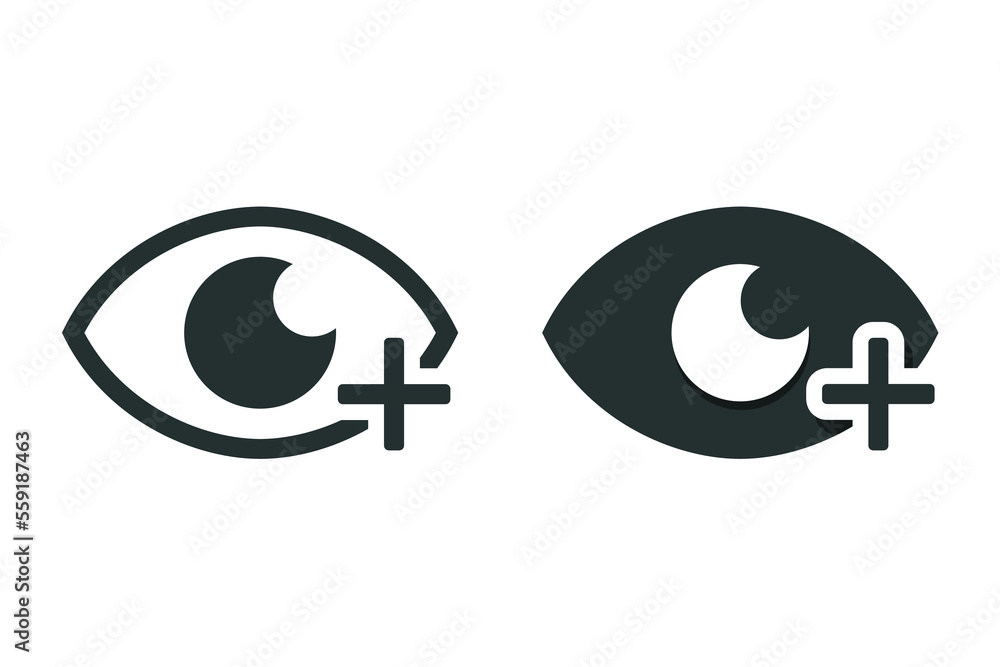 Fototapeta premium Eye view with plus icon. Vector illustration