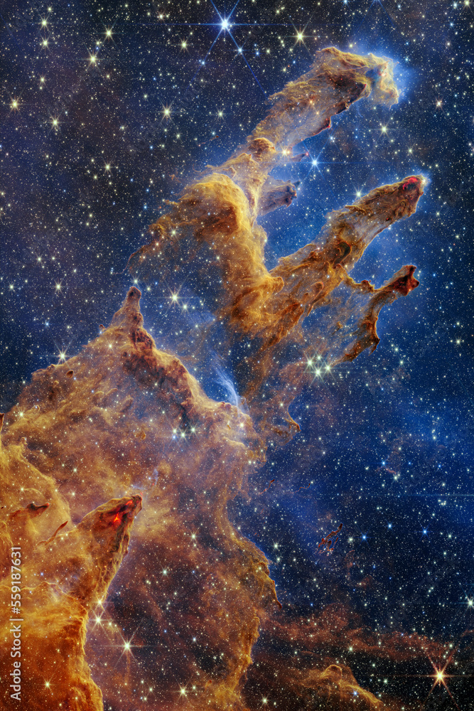 Cosmos, Pillars of Creation, Eagle Nebula, James Webb Space Telescope - obrazy, fototapety, plakaty 
