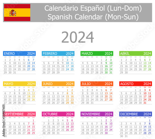 2024 Spanish Type-1 Calendar Mon-Sun on white background