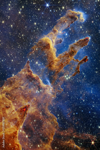 Cosmos, Pillars of Creation, Eagle Nebula, James Webb Space Telescope © FotoDruk.pl