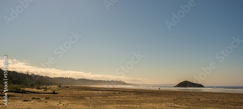 sand beach over the Pacific Ocean along the Vancouver Island coastline  British Columbia  Canada