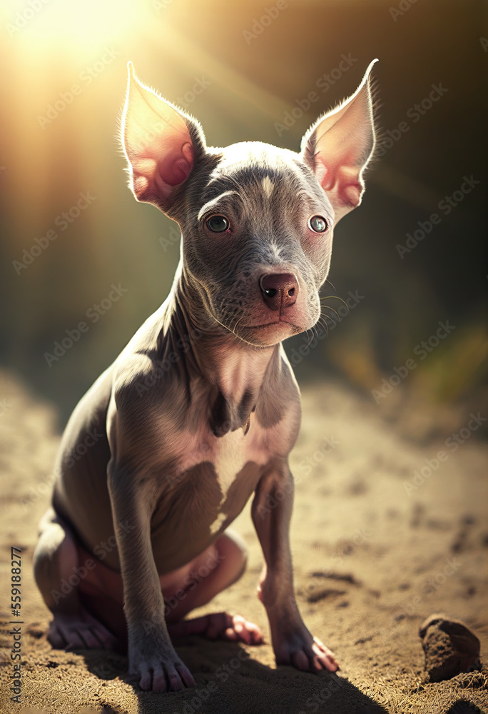 American Hairless Terrier Puppu, Cute dogs, Generative AI