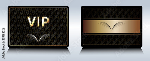 Members, Gift Card gold and black colors template Isolated vector illustrations for invitation design, shopping card voucher or gift coupon