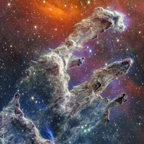Cosmos, Pillars of Creation, Eagle Nebula, James Webb Space Telescope © FotoDruk.pl