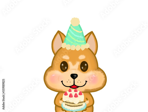 dog with a cake