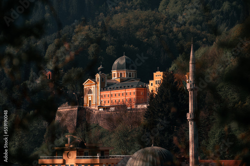 Franciscan friary, Fojnica with minaret in front