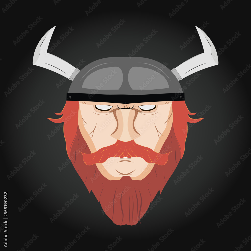 Viking head vector illustration colorful realism