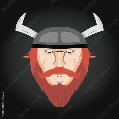 Viking head vector illustration colorful realism