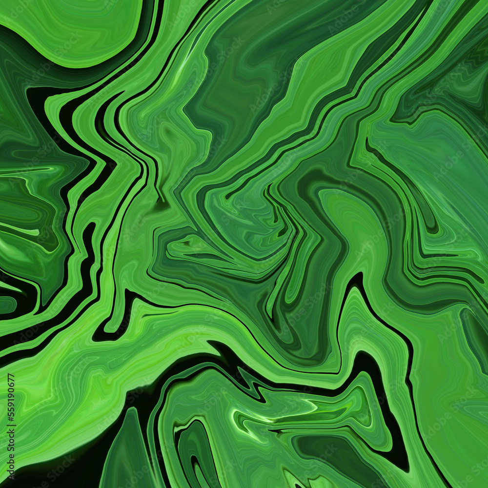 Psychedelic green colour trippy abstract art background design. Trendy bright green marble style. Ideal for web, advertisement, prints, wallpapers.                                                    