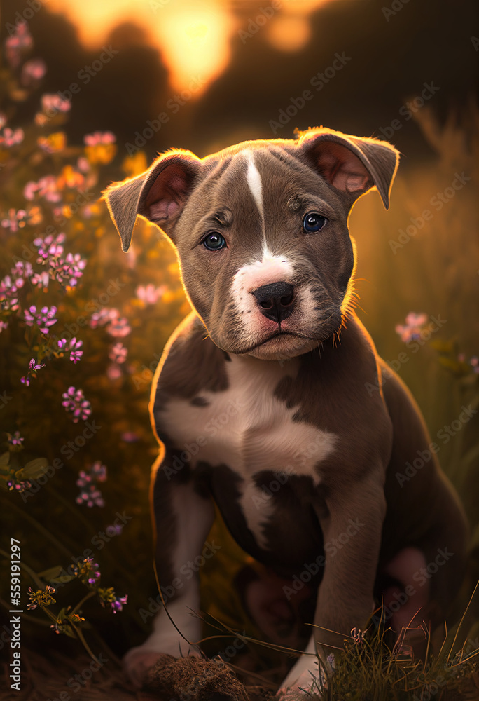 American Staffordshire Terrier, Pit Bull terrier, puppy, cute dogs, Generative AI