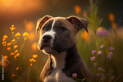 American Staffordshire Terrier, Pit Bull terrier, puppy, cute dogs, Generative AI