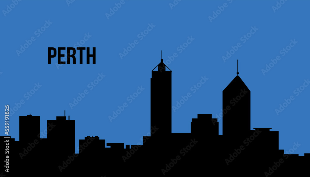 Fototapeta premium Perth Australia city skyline silhouette vector illustration