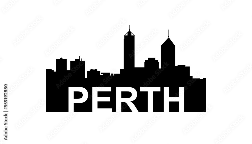 Perth Australia skyline silhouette, Perth city vector illustration