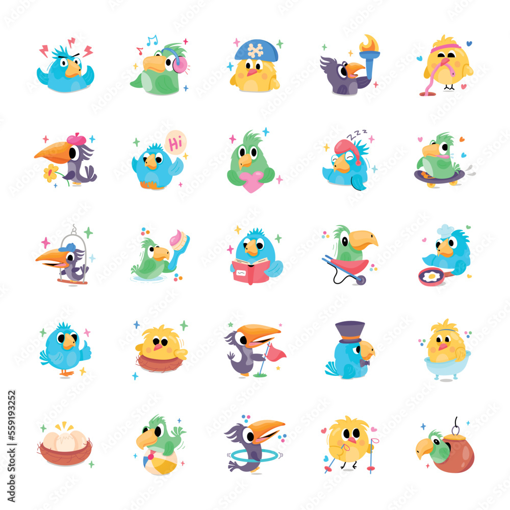 Pack of Birds Flat Stickers
Pack of Birds Flat Stickers