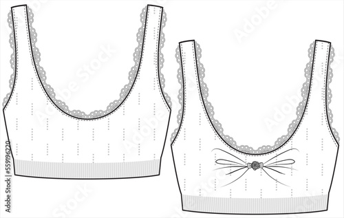 POINTELLE LACY KNIT INNER FOR TEEN GIRLS IN EDITABLE FILE