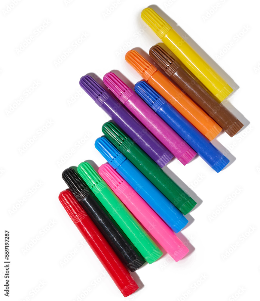 Stack of multicolored felt-tip pens isolated on white background Stack of multicolored felt-tip pens isolated on white background