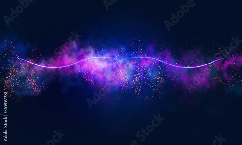 Abstract background with galaxy and bright stars, gas formation