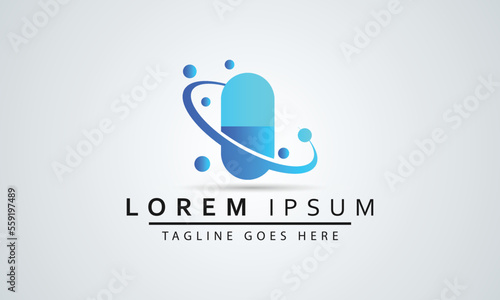 vector medical pill icon, logo isolated with blue gradient