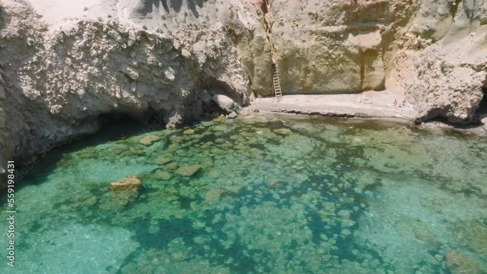 Aerial of Milos Island with Tsigrado Beach, Greece Aerial of Milos Island with Tsigrado Beach, Greece
