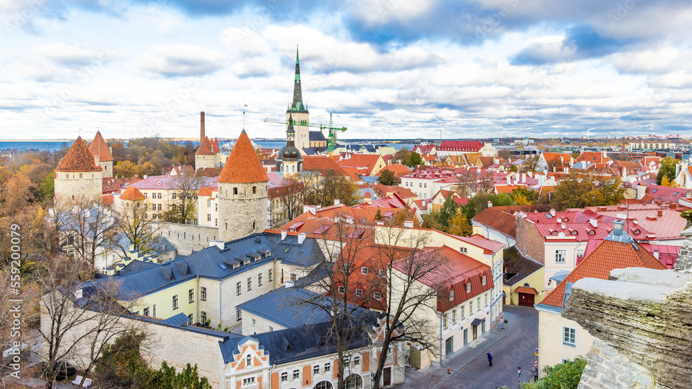 Cityscape of the old medieval town of Talinn in Estonia Unesco World heritage site