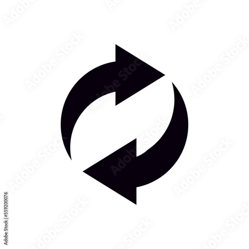 Refresh or reload button isolated rotating arrows in a circle. Vector loading sign, restart emblem on a computer display.