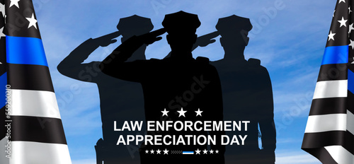 Thin Blue Line. National Law Enforcement Appreciation Day. EPS10 vector