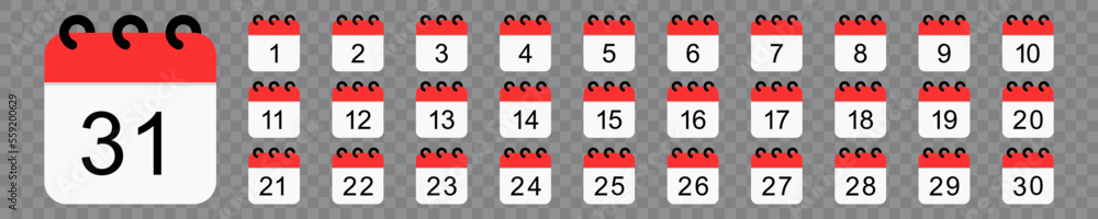 Set of calendar date vector icon Set of calendar date vector icon