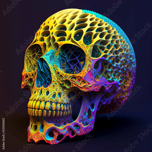 unique human skull created by using generative AI technology