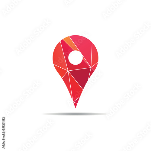 Red polygonal map pin.