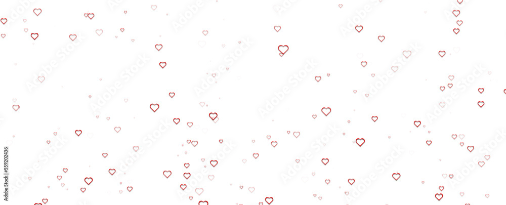 Small red hearts on clean white background for Valentine's Day. Copy space Illustration.
