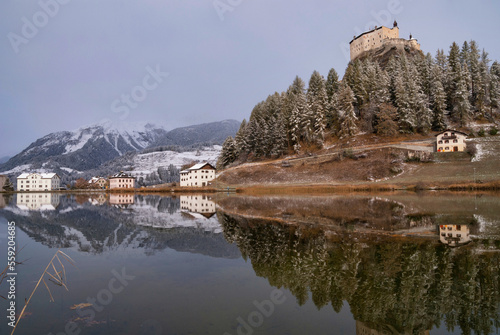 The village of Tarasp with its beautifully situated castle photo